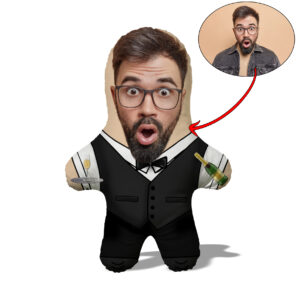 Cojín Camarero MiniMe, regalo para un colega con su cara